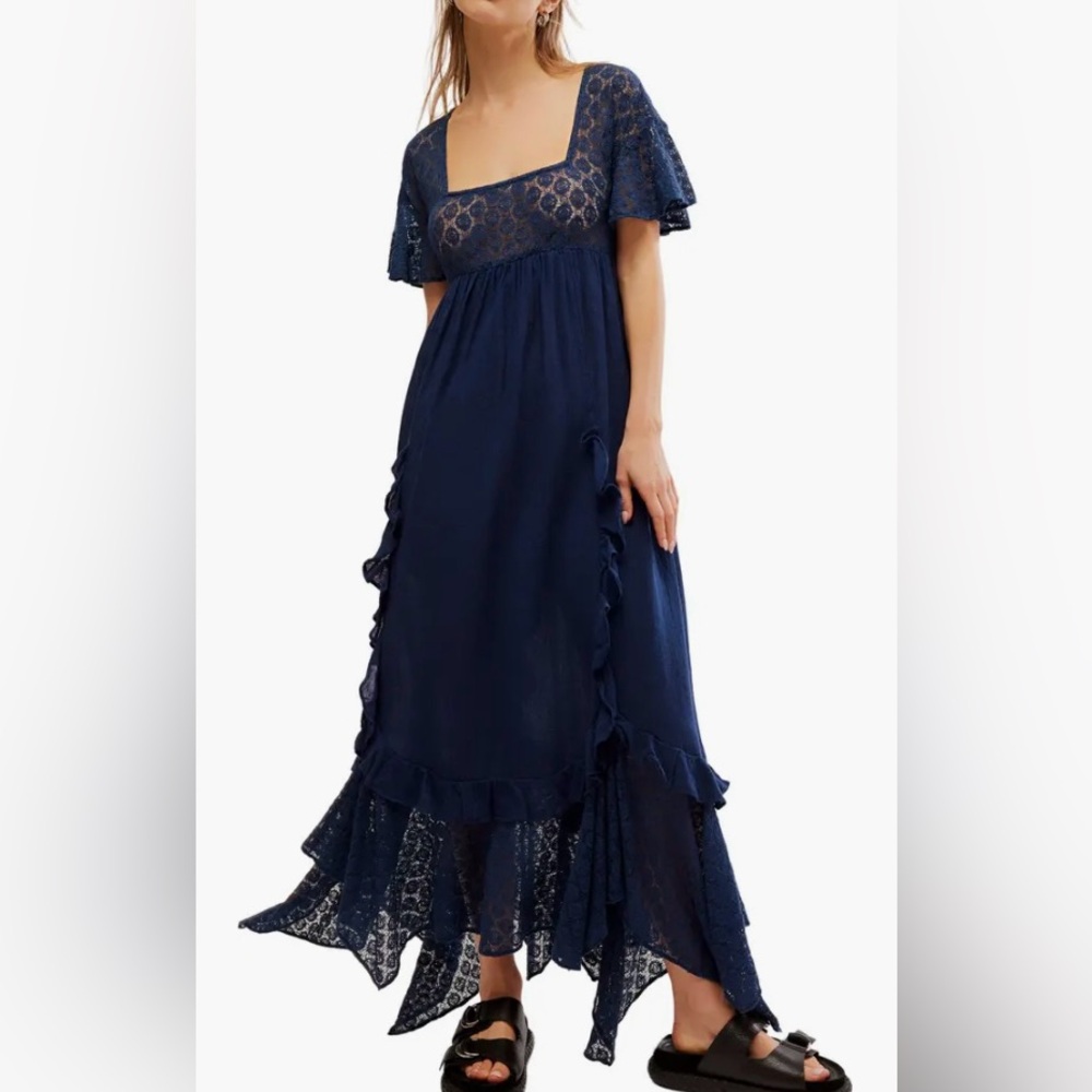 FREE PEOPLE Bring the Romance Handkerchief Hem Maxi Dress